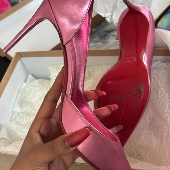 Christian Louboutin Metallic Pink Pointed-Toe Stiletto - Picture 3 of 5